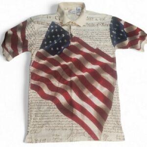 Polo Shirt with Red, White & Blue Flag Print